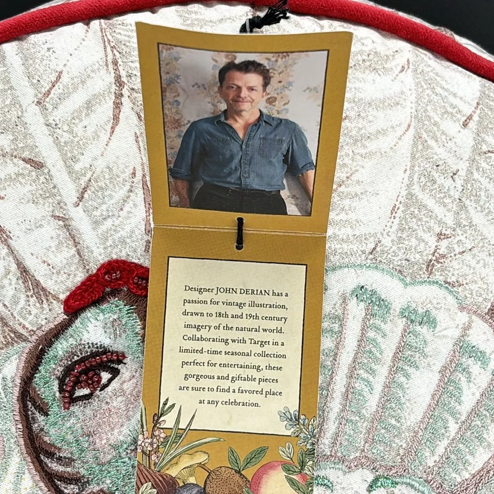 NWT John Derian for Target Beaded Round Turkey Decorative Pillow